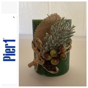 Pier 1 Holiday Forest Pillar Candle NWT